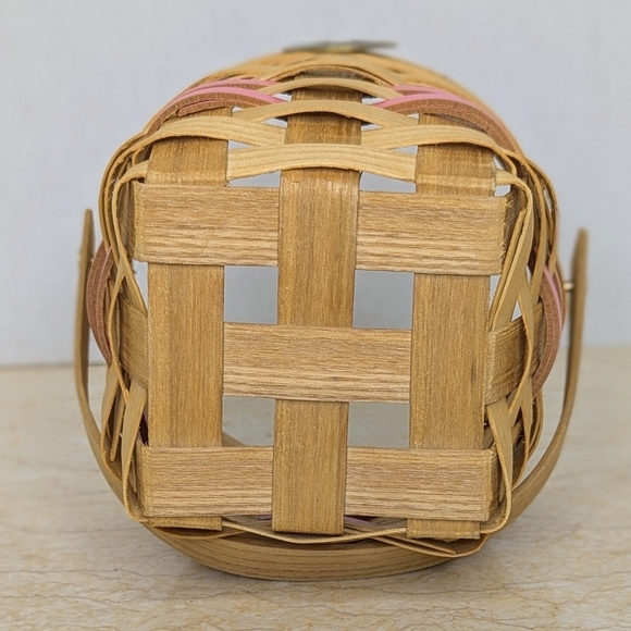 Vintage Peterboro Pretty In Pink  Gingham Liner Woven Small Feminine Basket - Picture 8 of 15